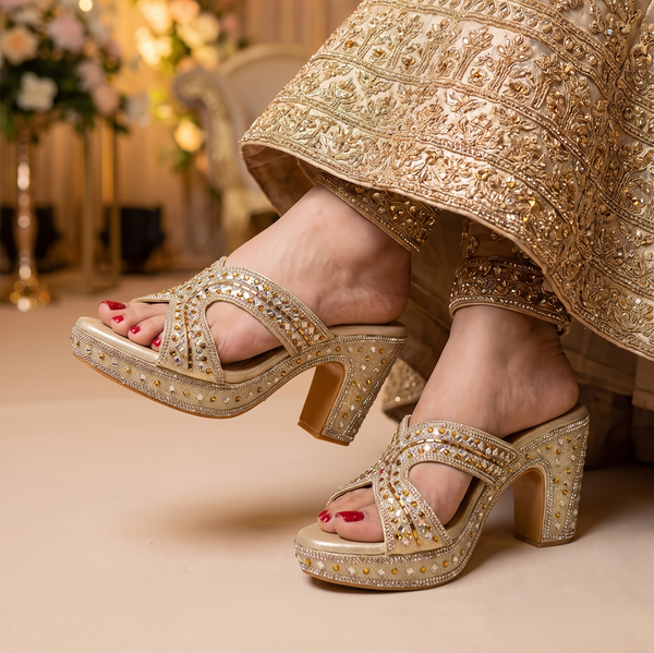 Women's Bridal Block Heel Slip-On