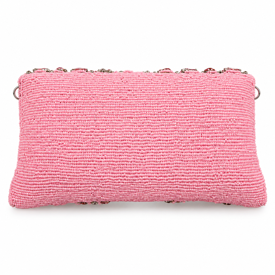 Women's Luxury Pink Crystal Wedding Clutch