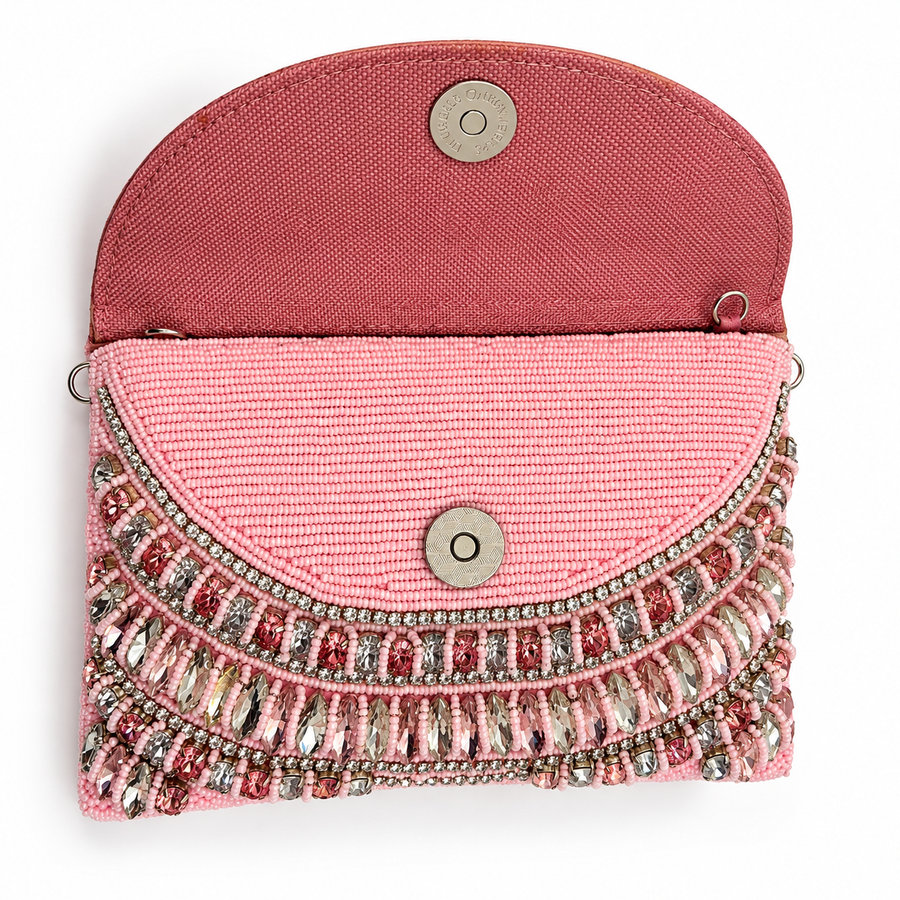 Women's Luxury Pink Crystal Wedding Clutch