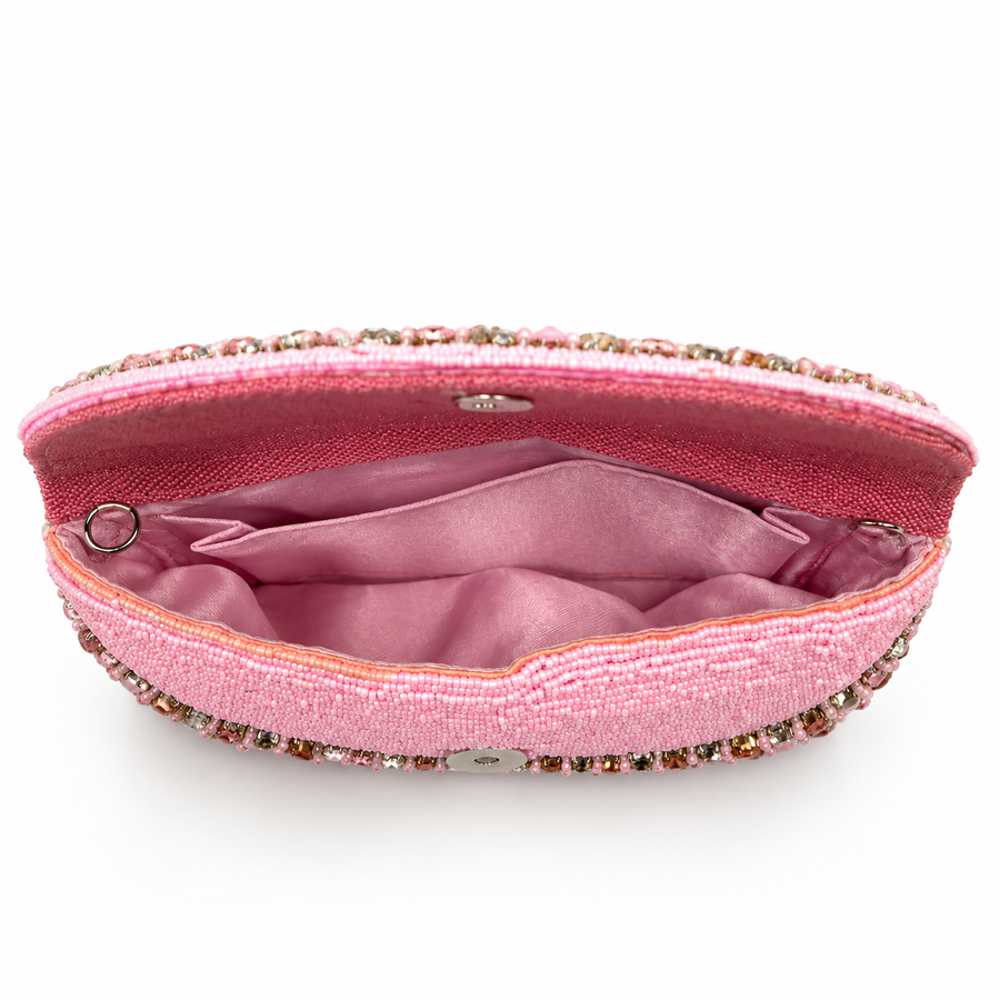 Women's Luxury Pink Crystal Wedding Clutch