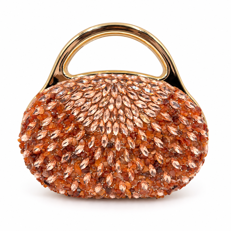 Women's Rose Gold Crystal Clutch