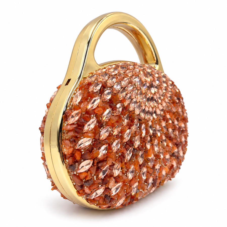 Women's Rose Gold Crystal Clutch