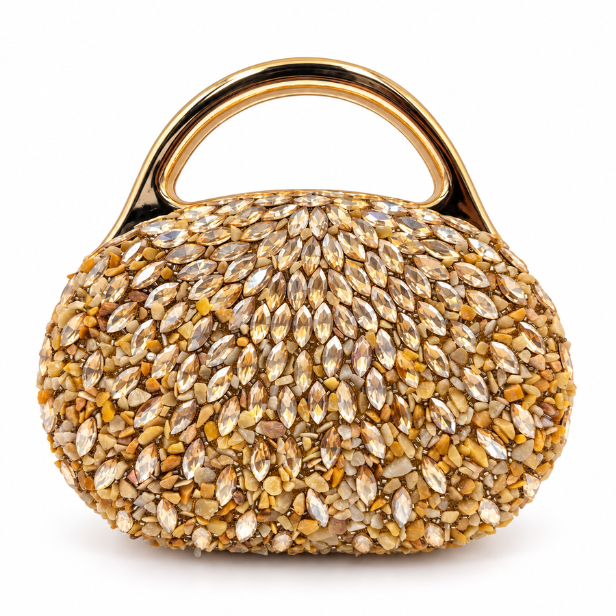 Women's Gold Crystal Clutch