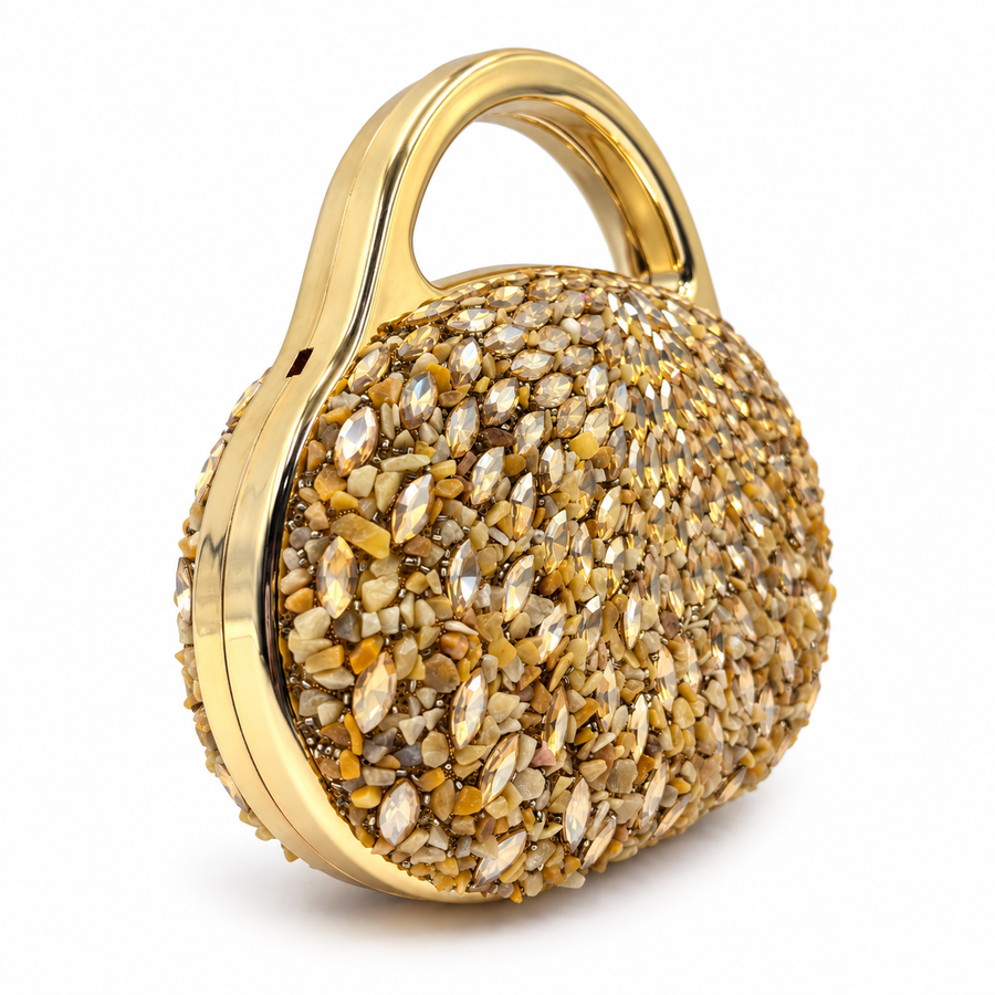 Women's Gold Crystal Clutch