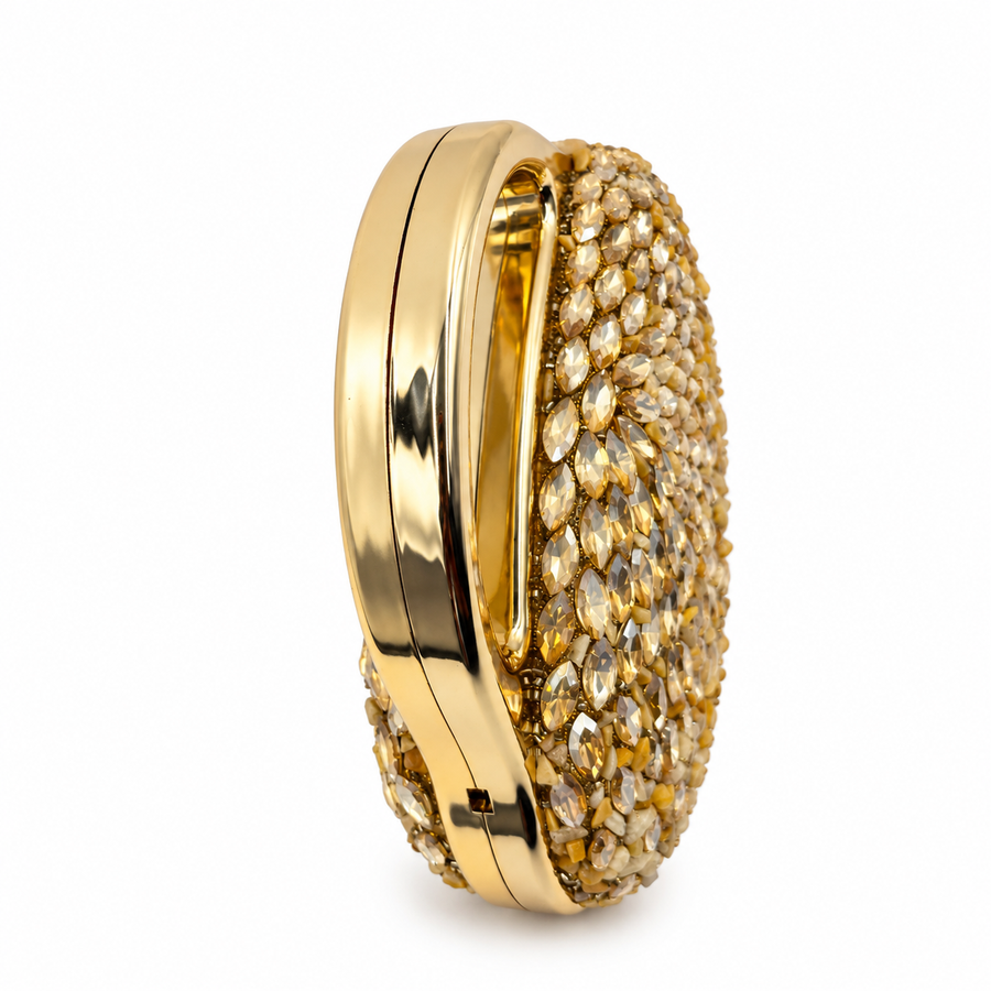 Women's Gold Crystal Clutch