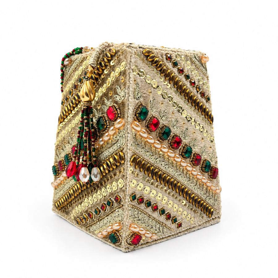 Women's Gold & Multicolor Embellished Clutch