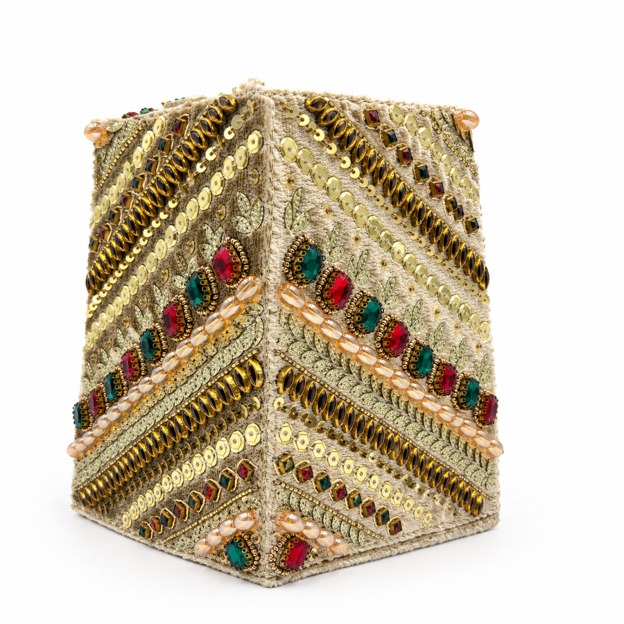 Women's Gold & Multicolor Embellished Clutch