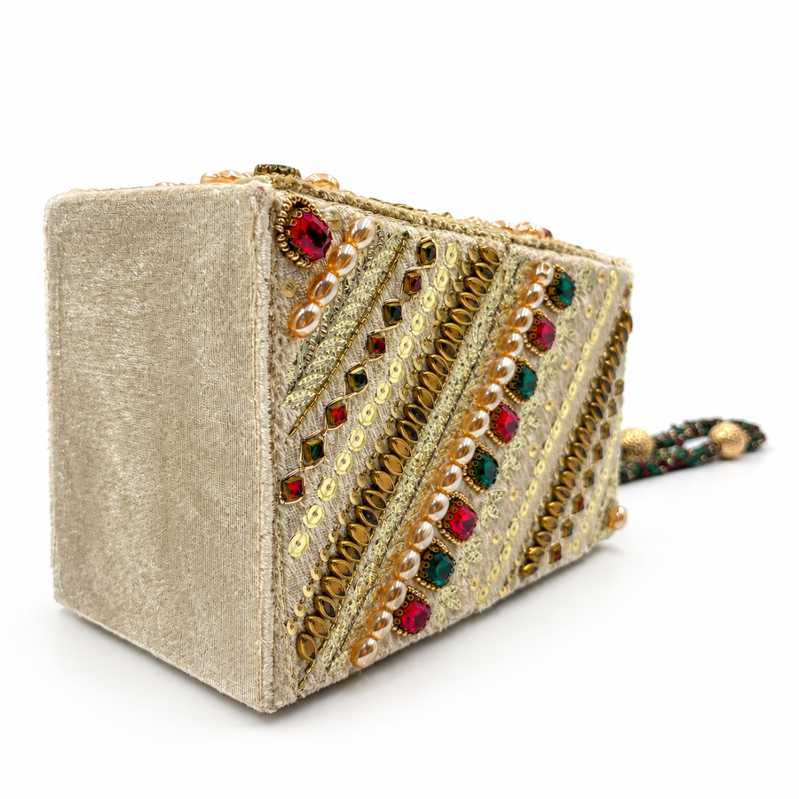 Women's Gold & Multicolor Embellished Clutch