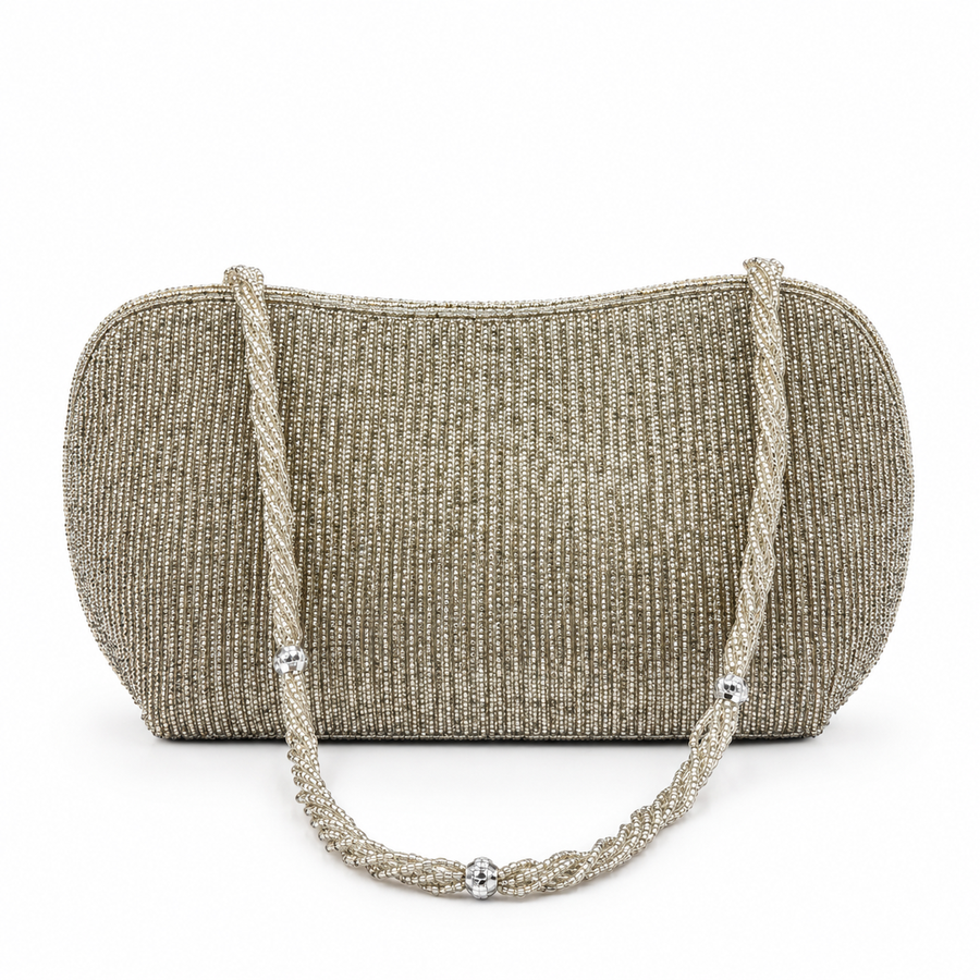 Women's Silver & White Crystal Encrusted Clutch
