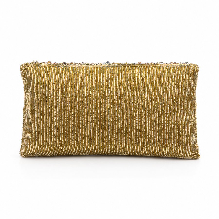 Women's Gold & Multicolor Crystal Floral Clutch