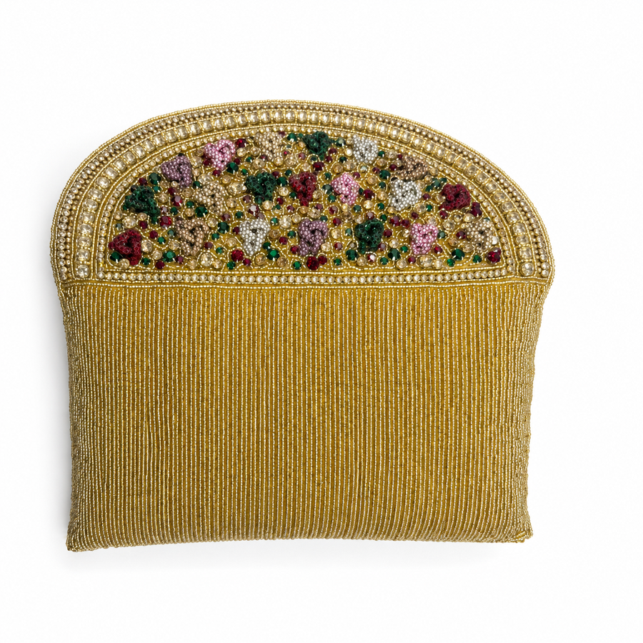 Women's Gold & Multicolor Crystal Floral Clutch