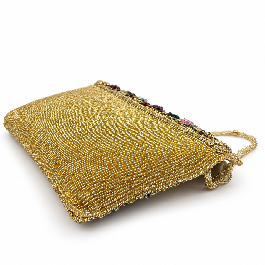 Women's Gold & Multicolor Crystal Floral Clutch