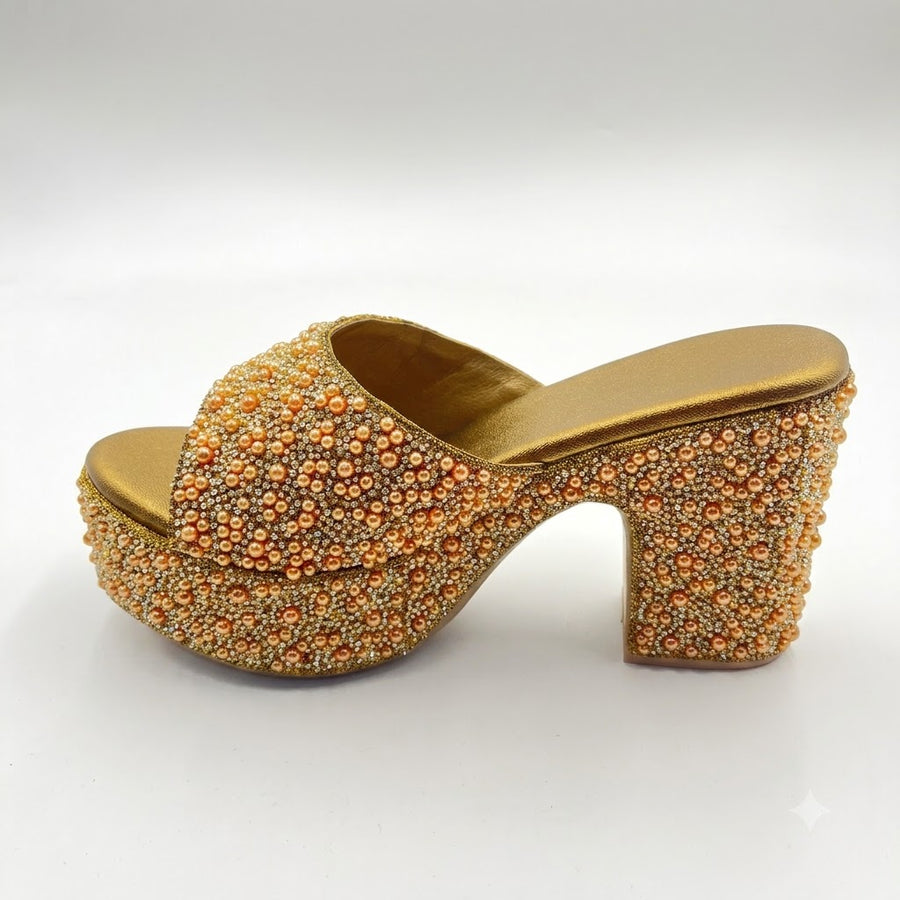 Women's Bridal Block Heel Slip on