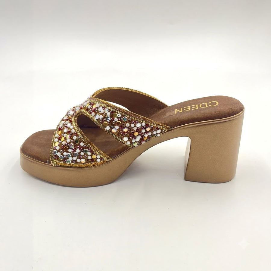 Women's Bridal Block Heel Slip on