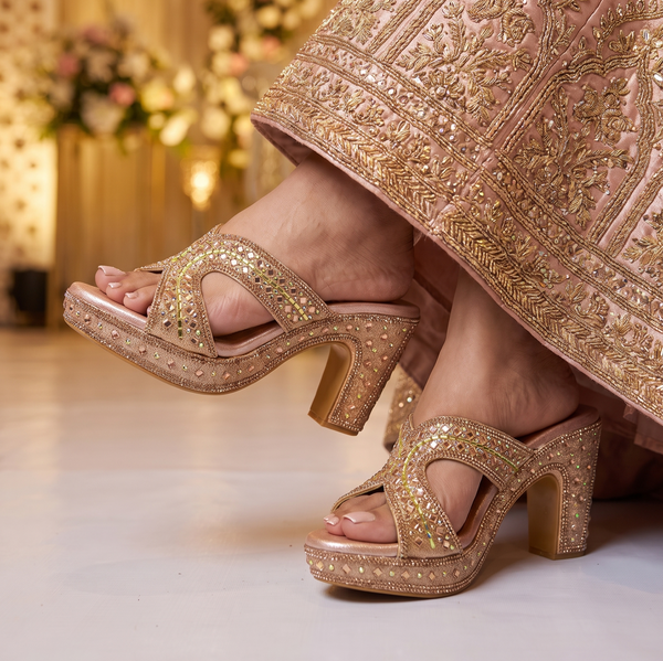 Women's Bridal Block Heel Slip-On