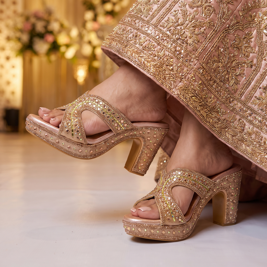 Women's Bridal Block Heel Slip-On