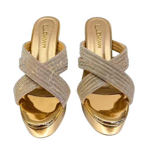 Metalic gold platform heels