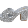 Silver Embellished Platform Heels