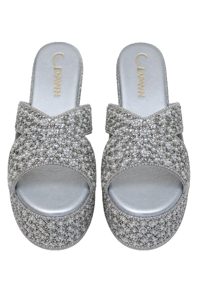 Silver Embellished Platform Heels