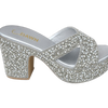 Silver Embellished Platform Heels