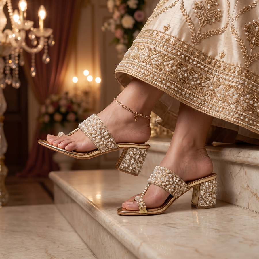 Women's Bridal Block Heel Slip on