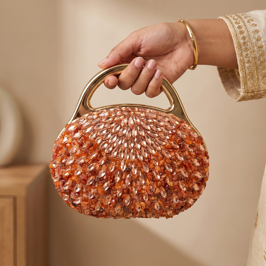 Women's Rose Gold Crystal Clutch